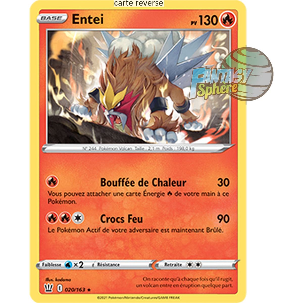 Entei – Rückseite 20/163 – Schwert und Schild 5 Kampfstil