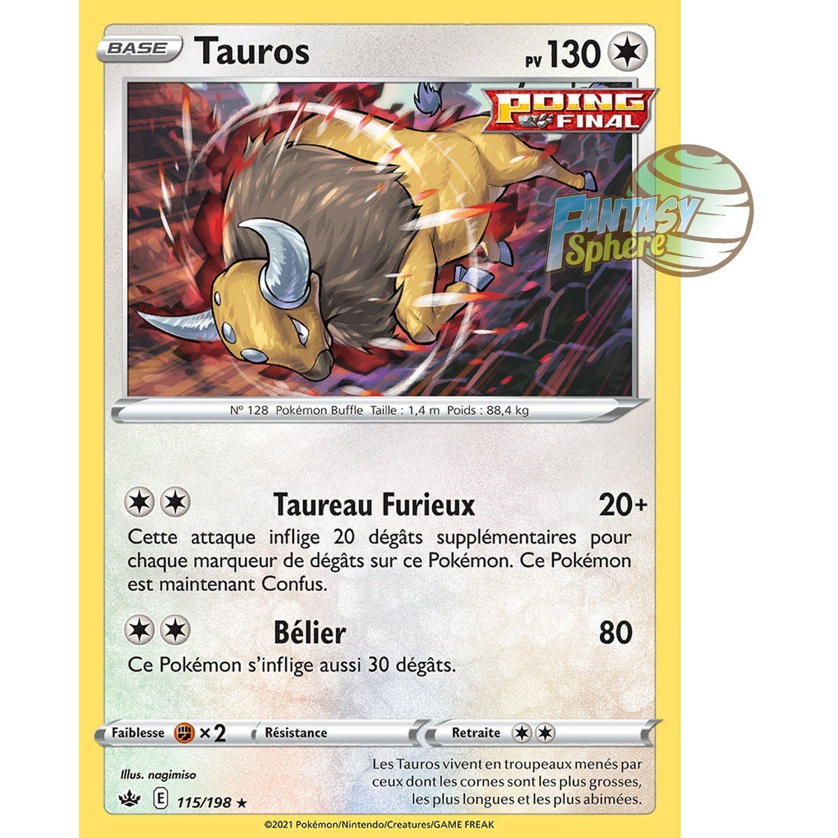 Tauros – Holo Rare 115/198 – Schwert und Schild 6 Reign of Ice