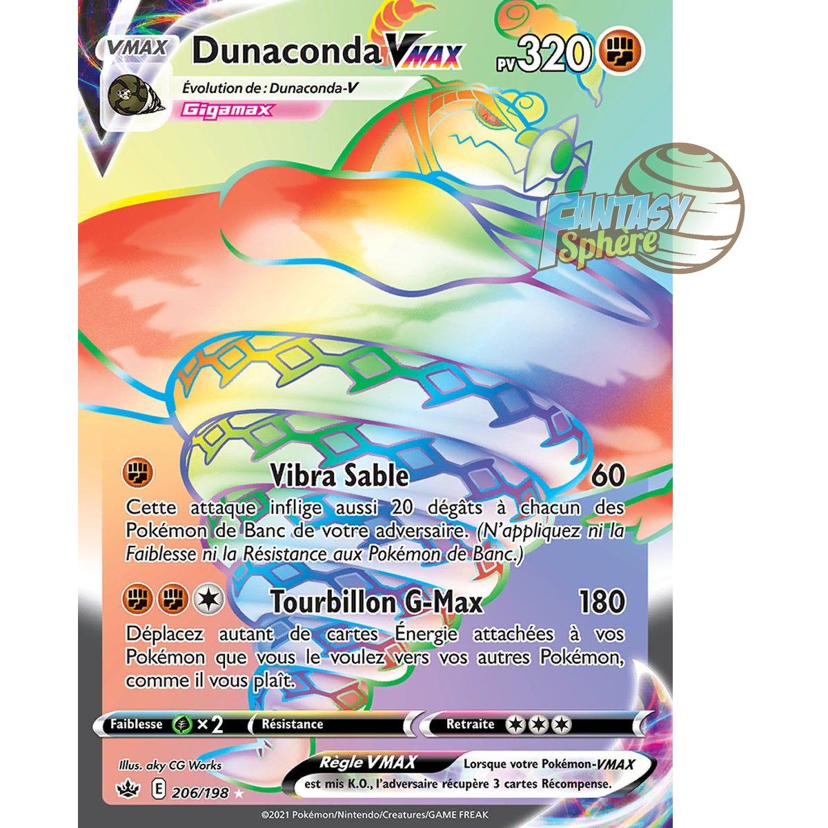 Dunaconda VMAX – Secret Rare 206/198 – Schwert und Schild 6 Reign of Ice