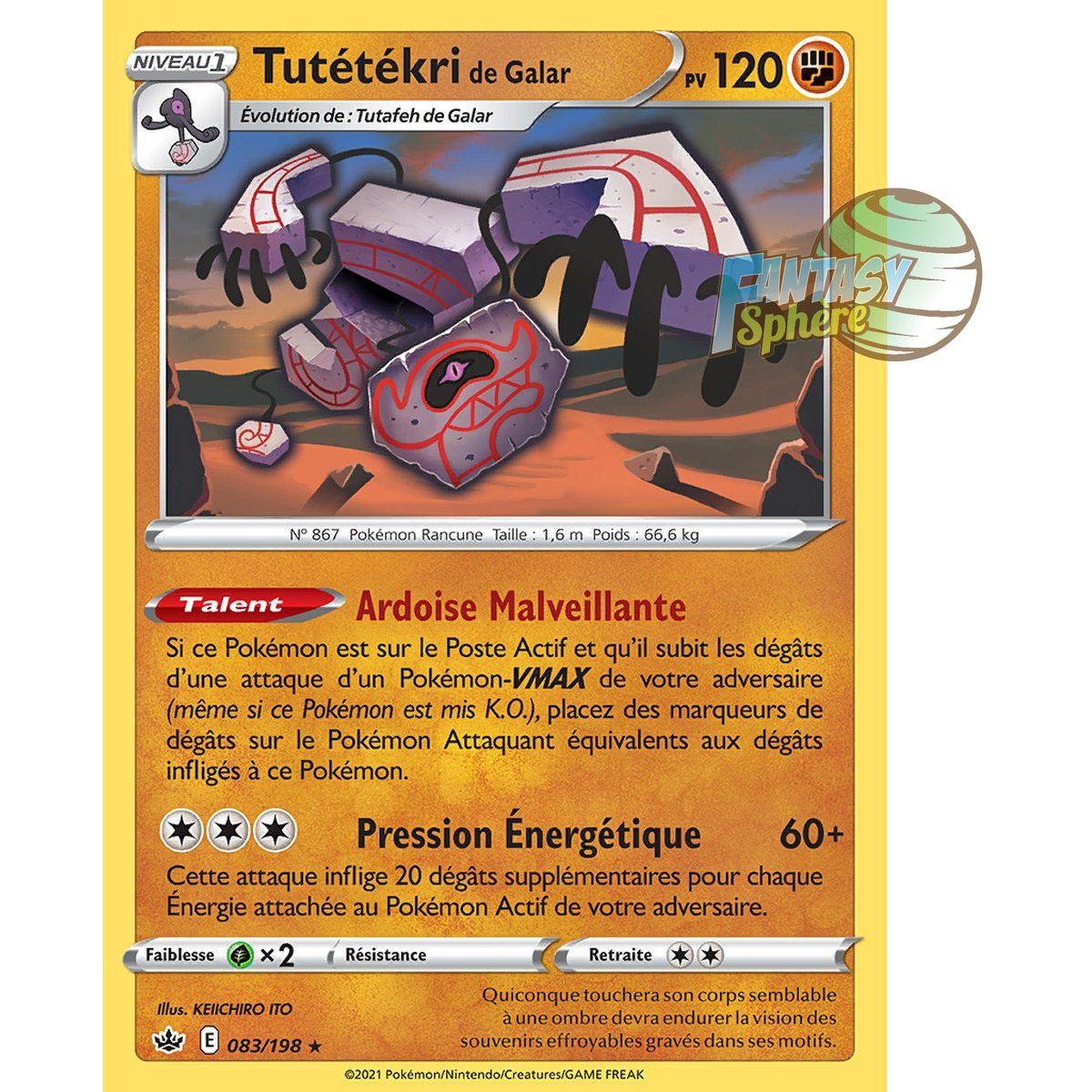 Galarian Tutétékri – Holo Rare 83/198 – Schwert und Schild 6 Ice Reign