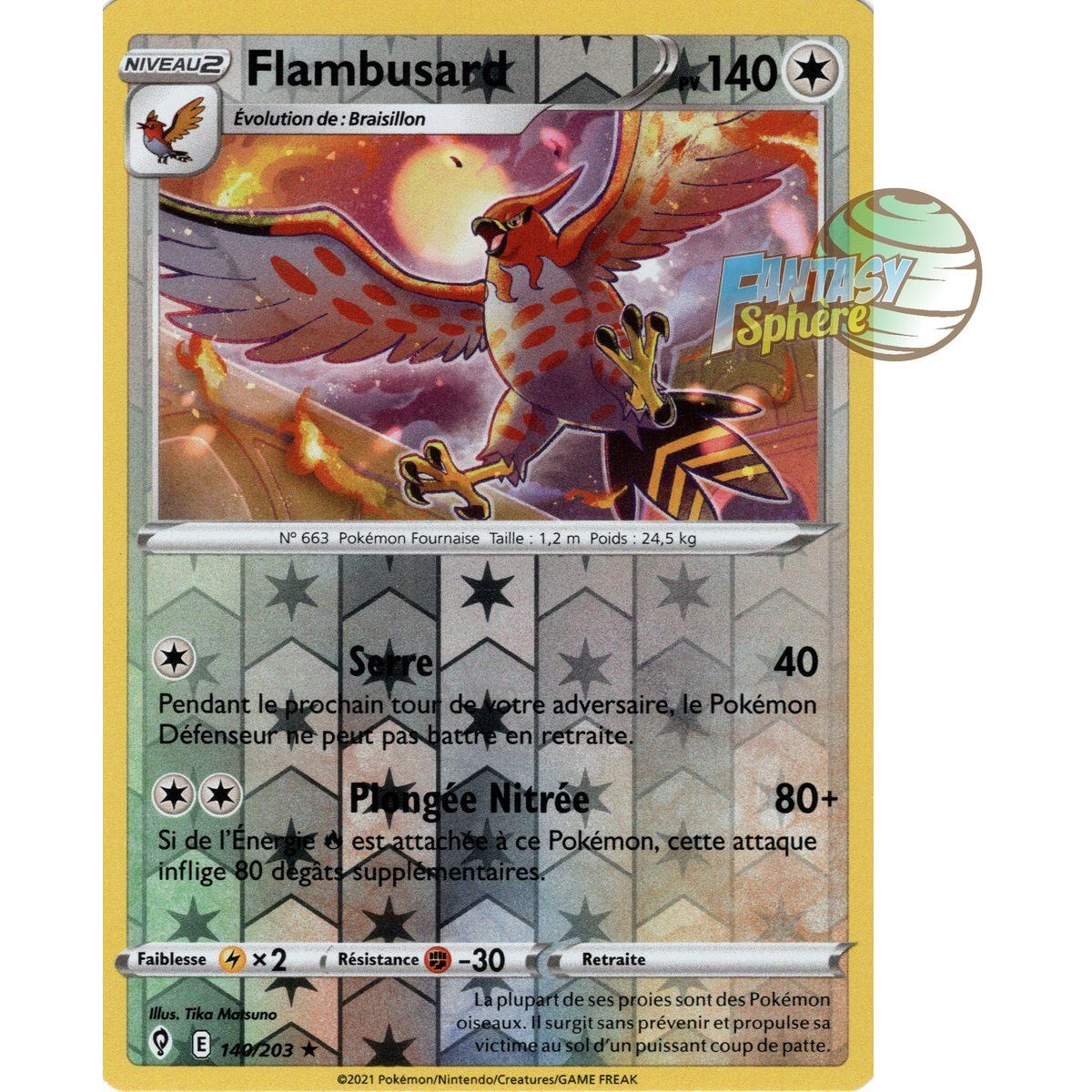 Flambusard – Rückseite 140/203 – Schwert und Schild 7 Celeste Evolution