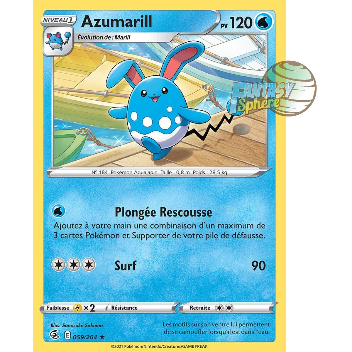 Azumarill – Selten 59/264 – Schwert und Schild 8 Fusionsfaust