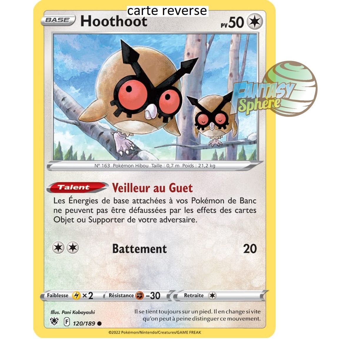 Hoothoot – Rückseite 120/189 – Schwert und Schild 10 strahlende Sterne