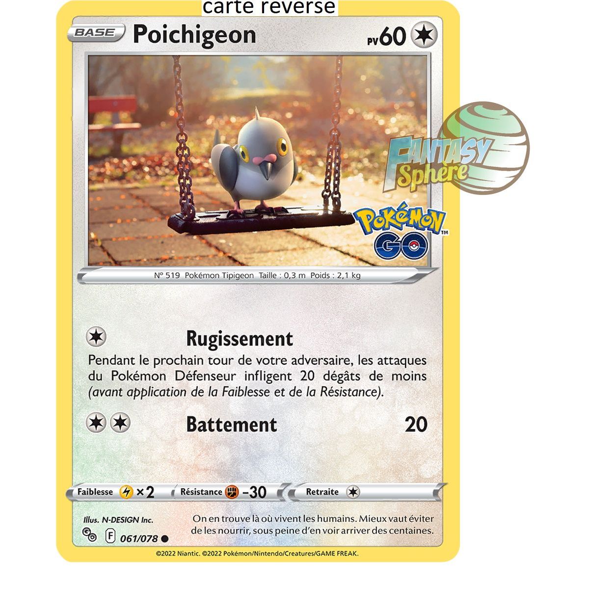 Poichigeon – Reverse 61/78 – Schwert und Schild 10,5 Pokemon GO