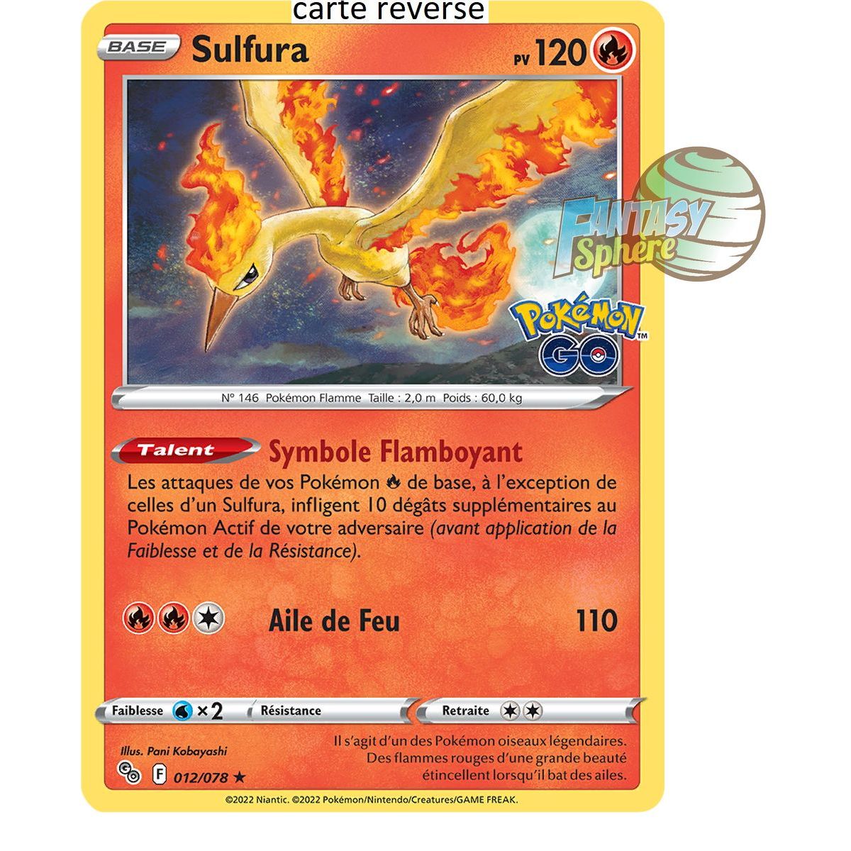 Sulfura – Rückseite 12/78 – Schwert und Schild 10.5 Pokemon GO