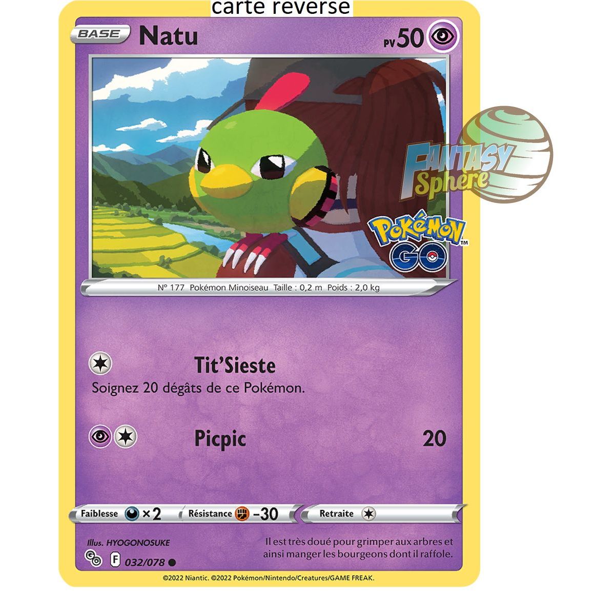 Natu – Rückseite 32/78 – Schwert und Schild 10.5 Pokemon GO