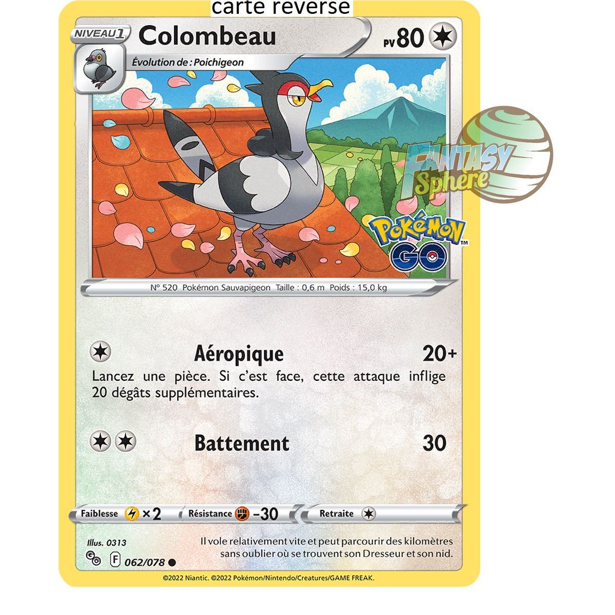 Colombeau – Rückseite 62/78 – Schwert und Schild 10.5 Pokemon GO