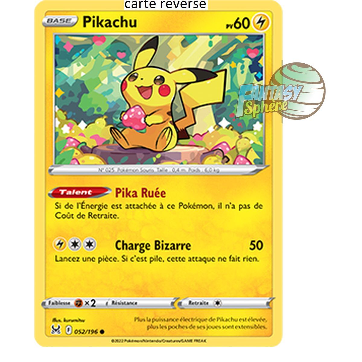 Pikachu – Rückseite 52/196_R – Schwert und Schild 11 Lost Origin