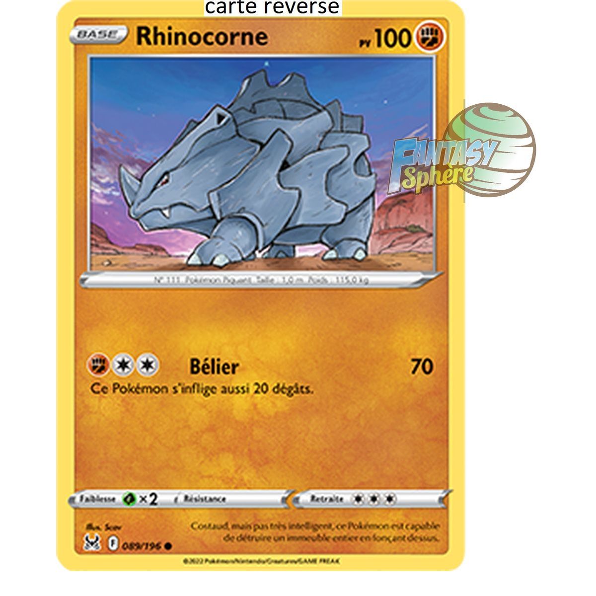 Rhinocorn – Reverse 89/196_R – Schwert und Schild 11 Lost Origin