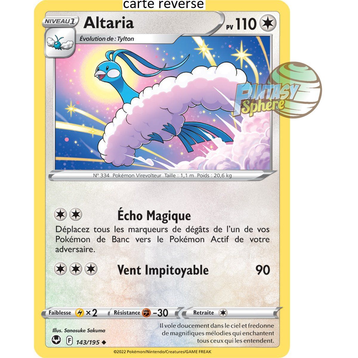 Altaria – Rückseite 143/195 – Schwert und Schild 12 Silver Storm