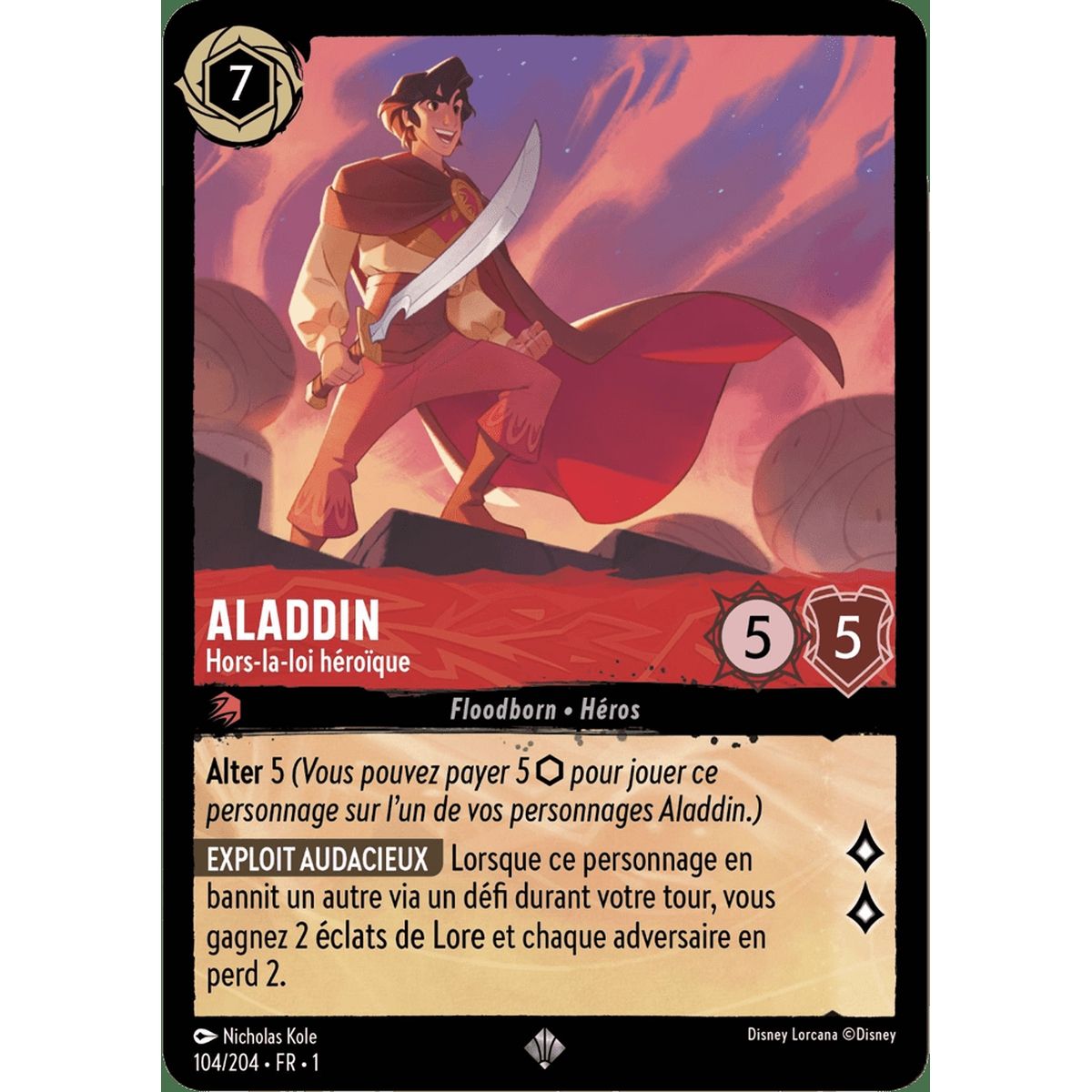 Aladdin, Heroic Outlaw – 104/204 – FC – Erstes Kapitel – Super Rare – Französisch