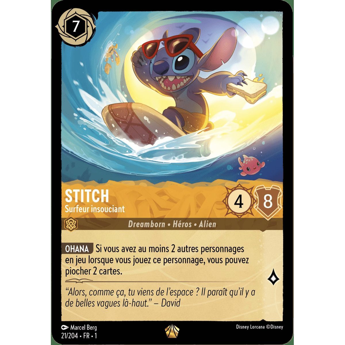 Stitch, Carefree Surfer – 21/204 – FC – Erstes Kapitel – Brillant – Premium – Französisch