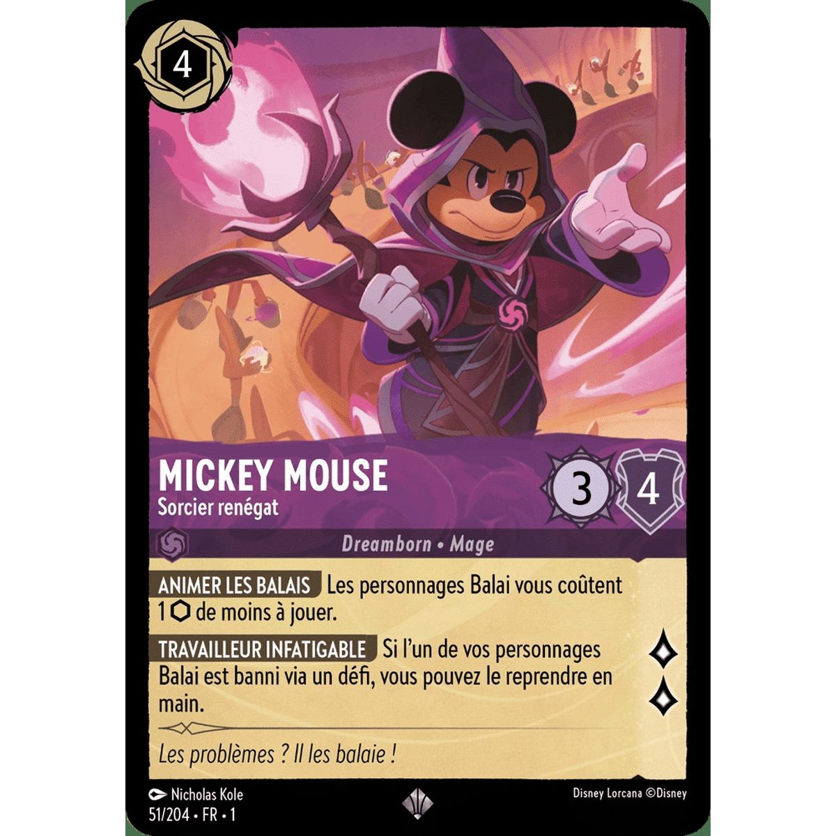 Mickey Mouse, Renegade Wizard – 51/204 – FC – Erstes Kapitel – Super Rare – Französisch