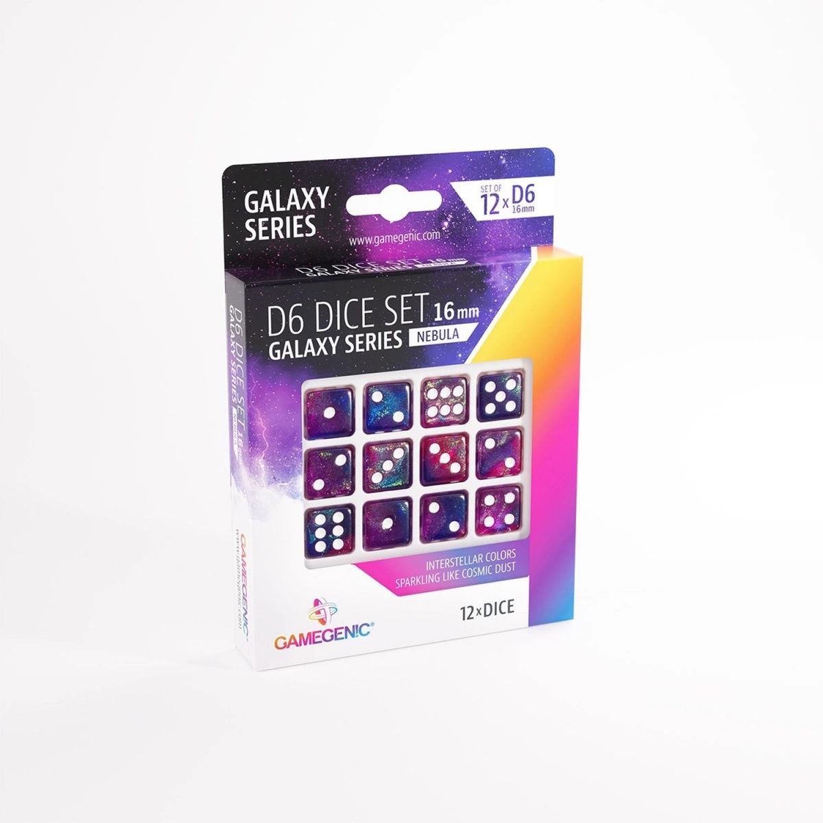 Item Gamegenic – Würfel – Galaxy-Serie – Nebula – Set mit 12 Würfeln von 6 – 16 mm