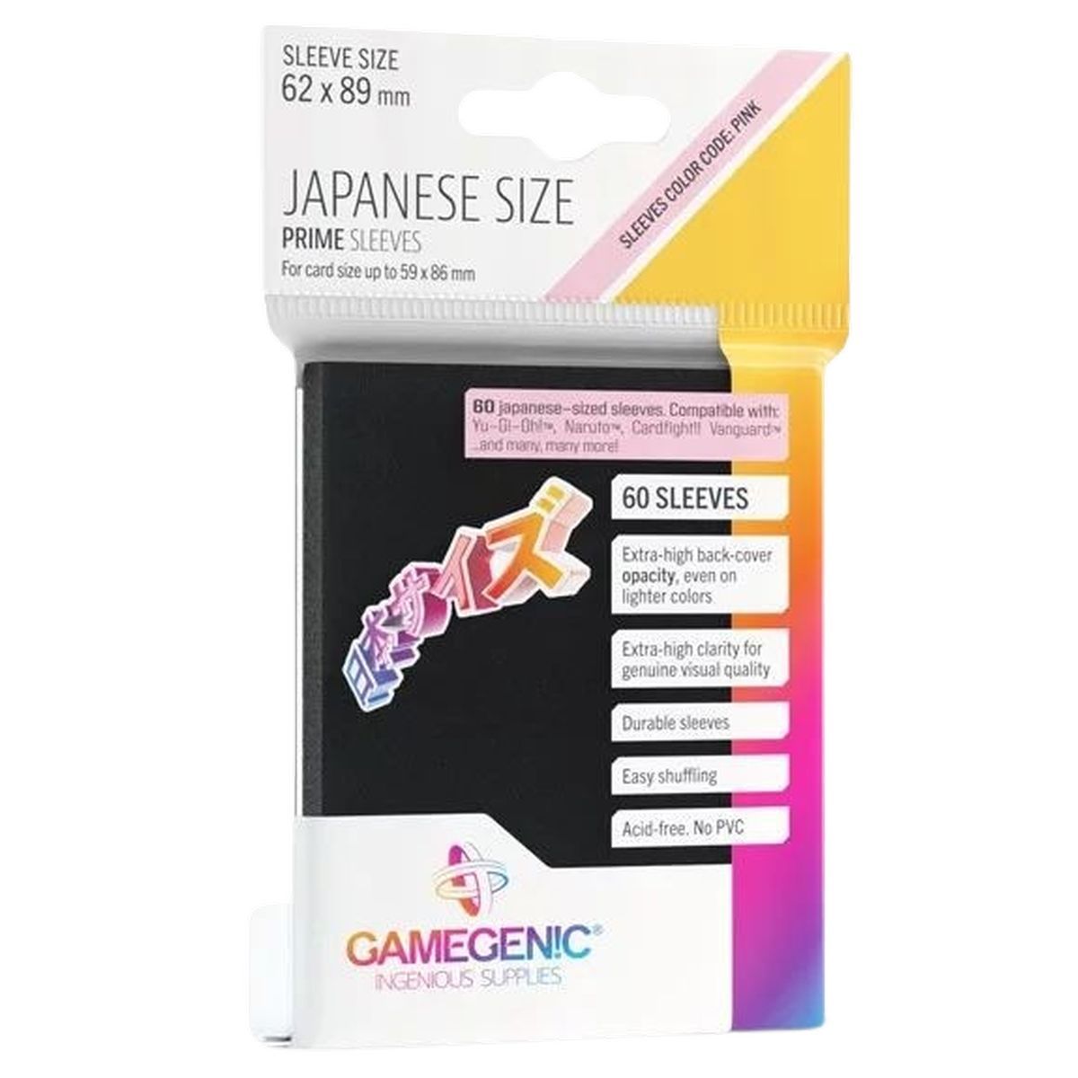 Item Gamegenic – Japanische Größe – 60 Prime Sleeves Schwarz – 62 x 89 Small (60)