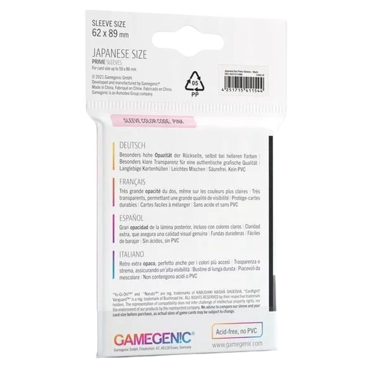 Gamegenic – Japanische Größe – 60 Prime Sleeves Schwarz – 62 x 89 Small (60)