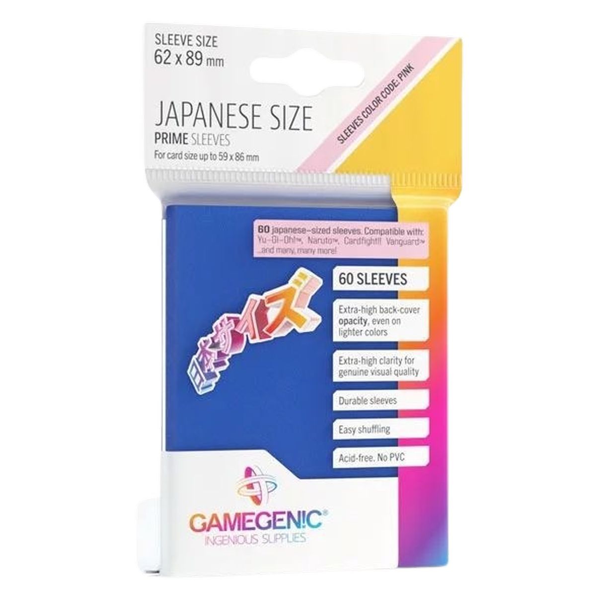 Item Gamegenic – Japanische Größe – 60 Prime Sleeves Blau – 62 x 89 Small (60)