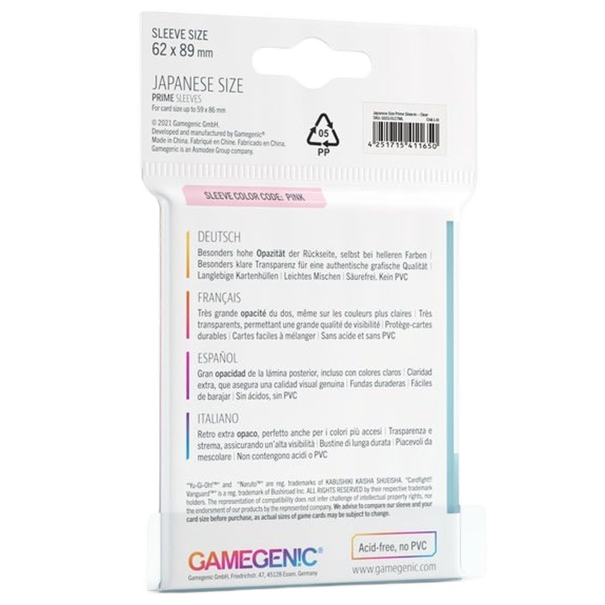 Gamegenic – Japanische Größe – 60 Prime-Hüllen, transparent – 62 x 89, klein (60)