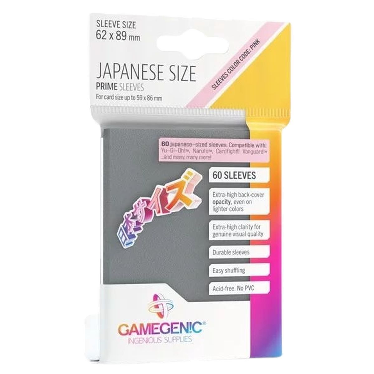 Item Gamegenic – Japanische Größe – 60 Prime Sleeves Dunkelgrau – 62 x 89 Small (60)