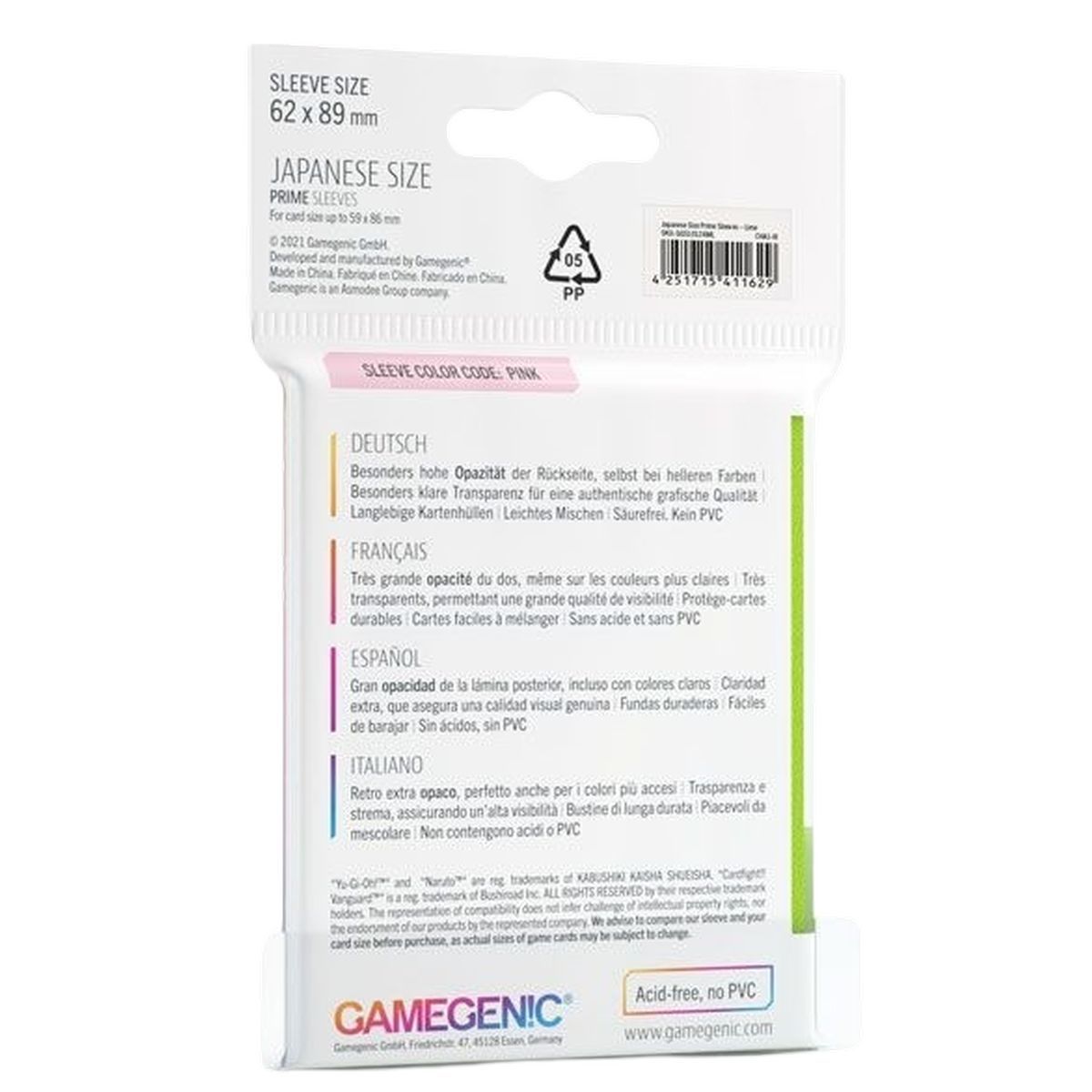 copy of Gamegenic : 50 Prime Sleeves 66x91 Standard