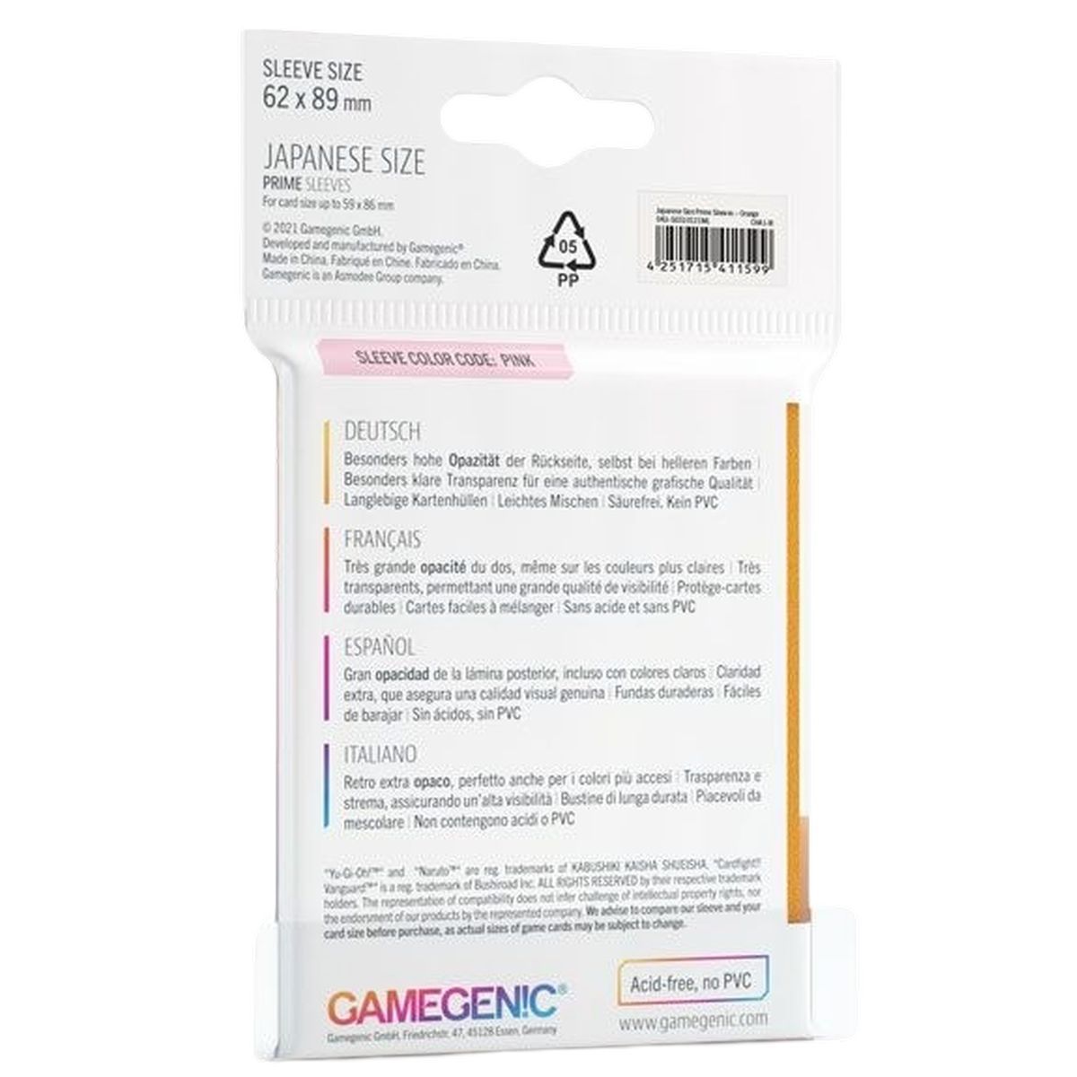 copy of Gamegenic : 50 Prime Sleeves 66x91 Standard