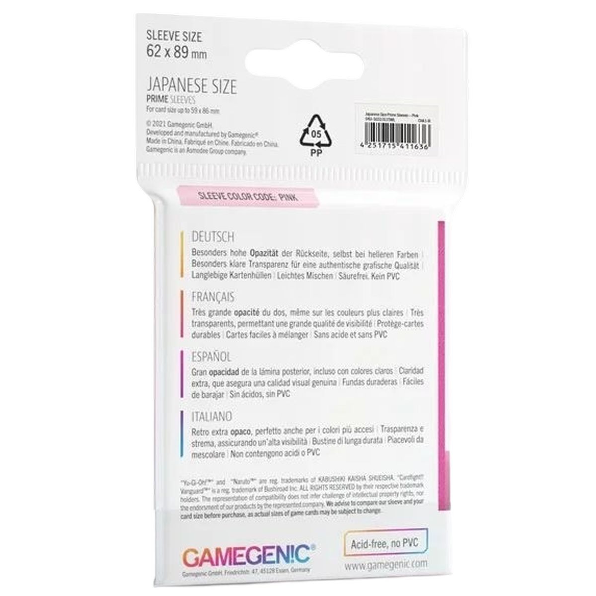 copy of Gamegenic : 50 Prime Sleeves 66x91 Standard