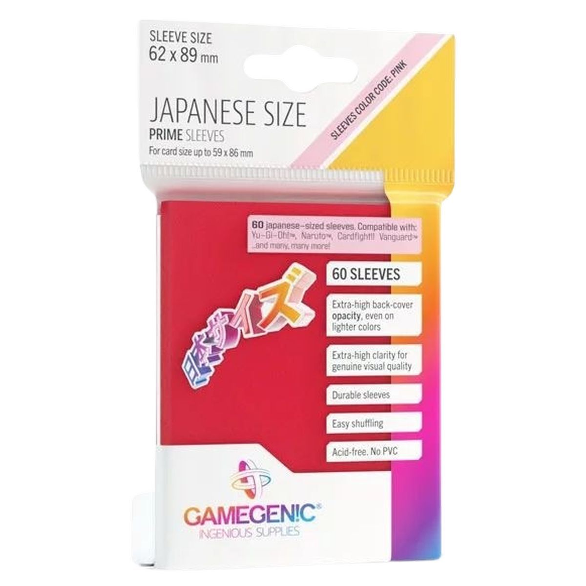 Item Gamegenic – Japanische Größe – 60 Prime Sleeves Rot – 62 x 89 Small (60)