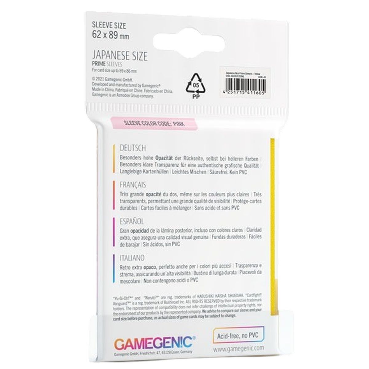 copy of Gamegenic : 50 Prime Sleeves 66x91 Standard