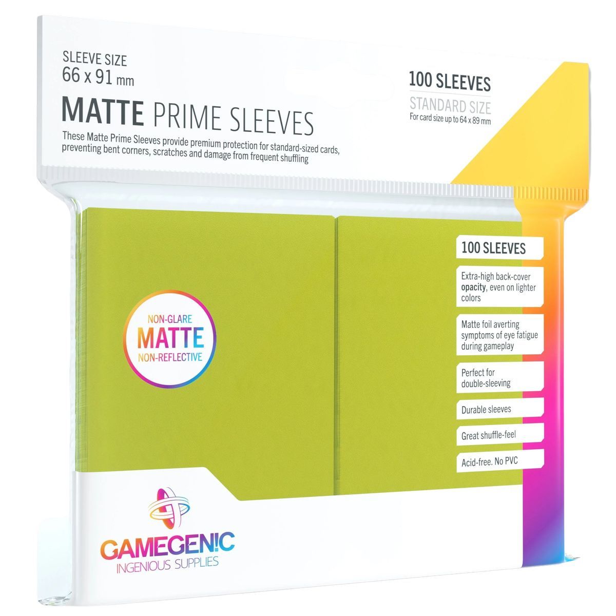 Item Gamegenic – Matte Prime Standard-Hüllen – Limettengrün – 66 x 91 (100)