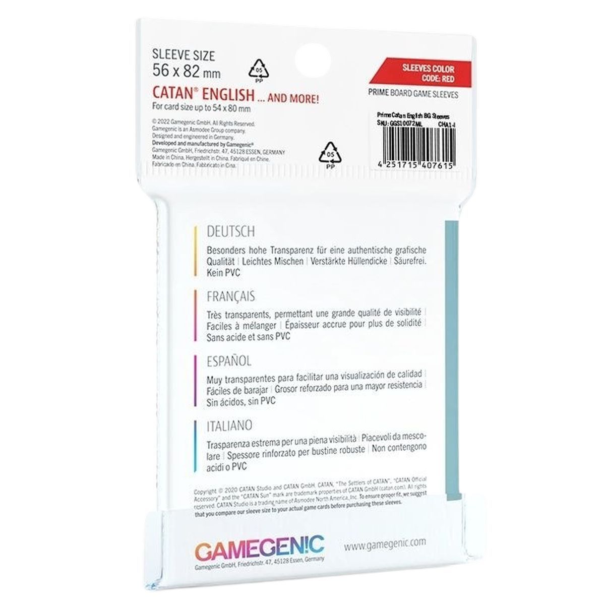 Gamegenic – Hüllengröße – 60 Prime-Brettspielhüllen – 56 x 82 (60)