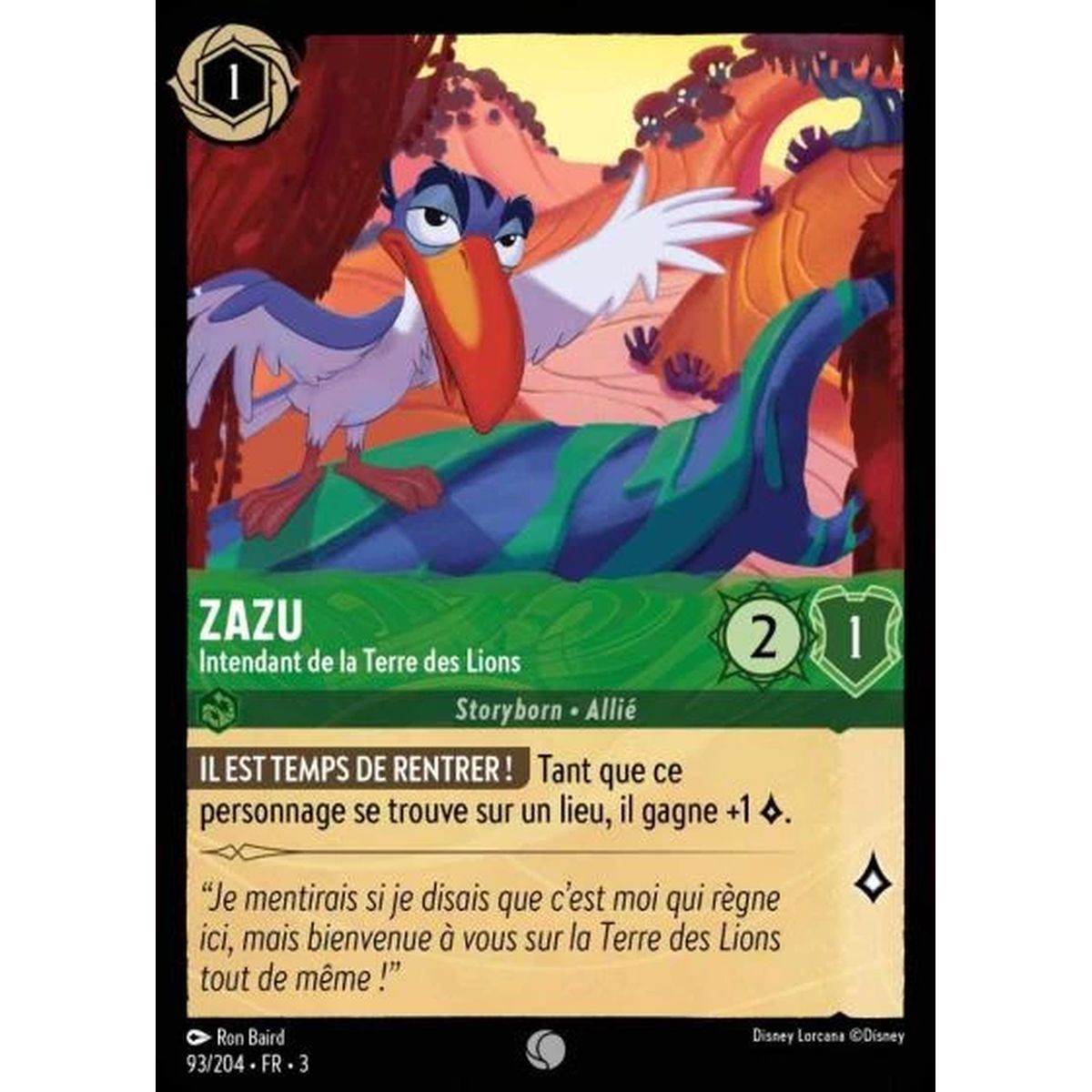 Item Zazu, Verwalter des Landes der Löwen – 93/204 – ITI – Les Terres d'Encres – Brillante – Premium – Französisch