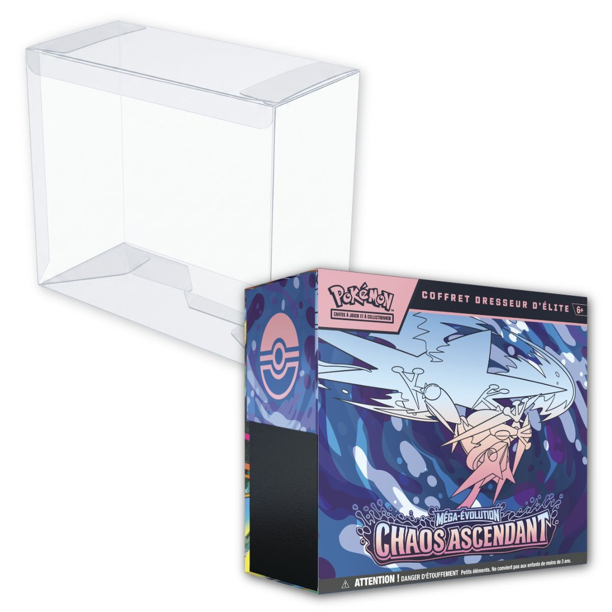 Konvolut – 1 ETB Mega Evolution: Chaos Rising [ME04] + 1 ETB Pokémon Halbstarre Plastikhülle