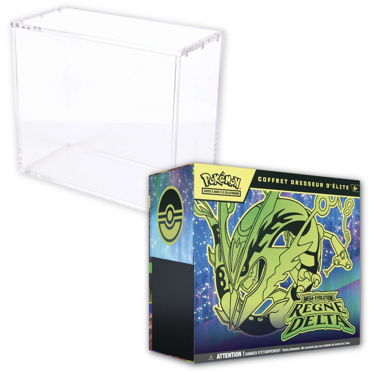 Losnummer – 1 ETB Mega Evolution: Delta Kingdom [ME06] + 1 ETB Phoenix Shield Plexiglas-Vitrine
