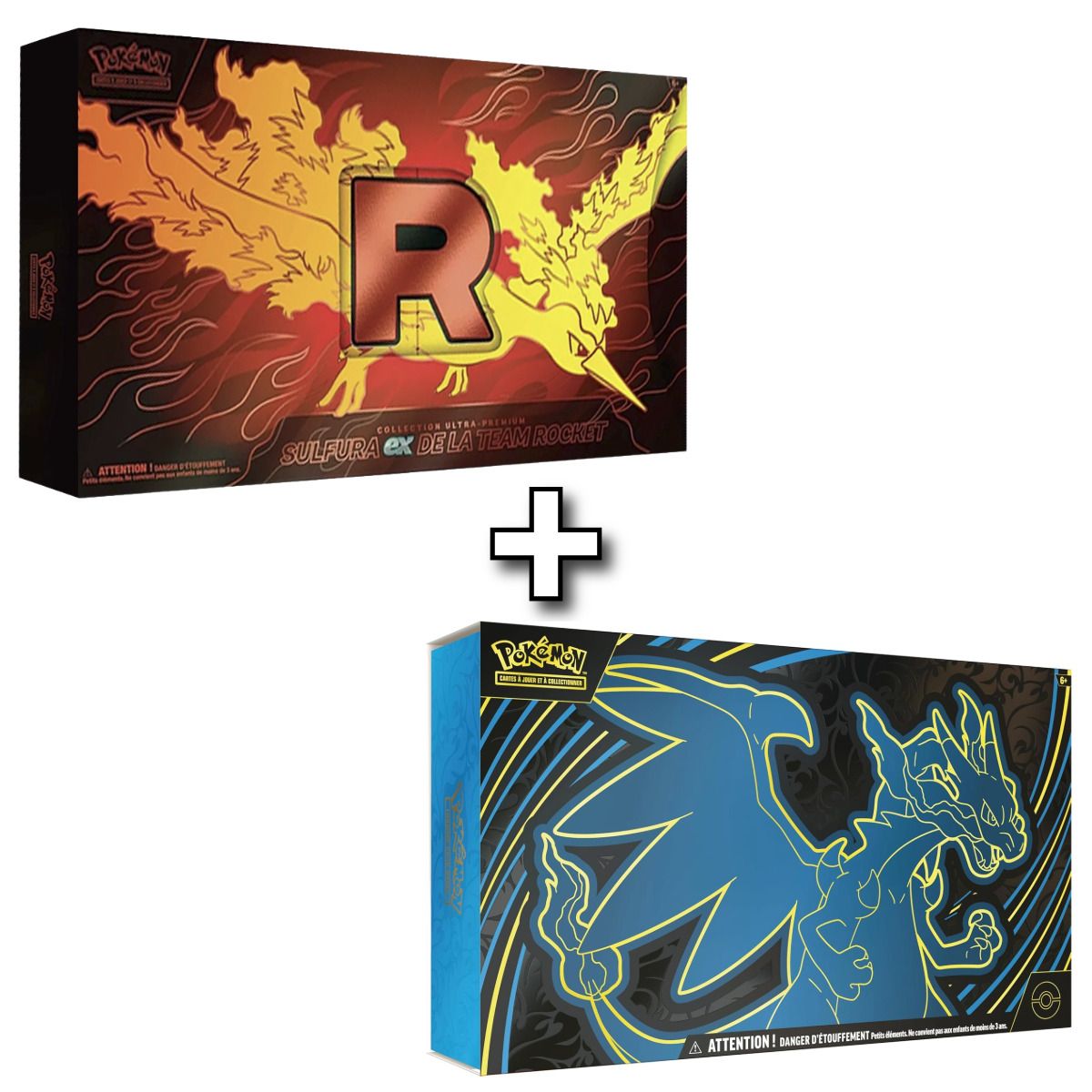 2er-Pack Ultra Premium Boxen: Team Rockets Moltres-ex & Mega-Glurak X-ex - Pokémon - FR
