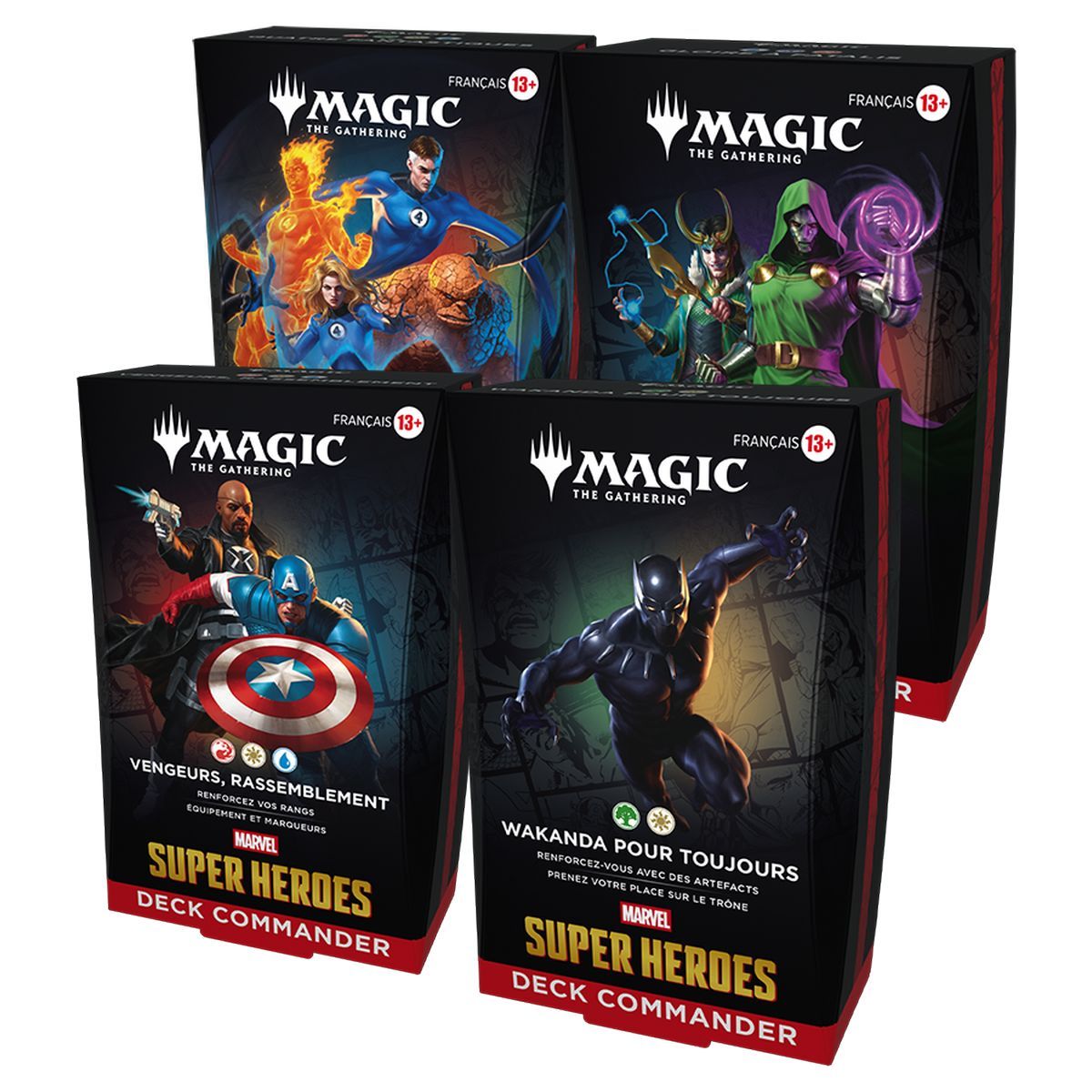 Set mit 4 Commander-Decks – Marvel Superhelden – Magic: The Gathering – FR