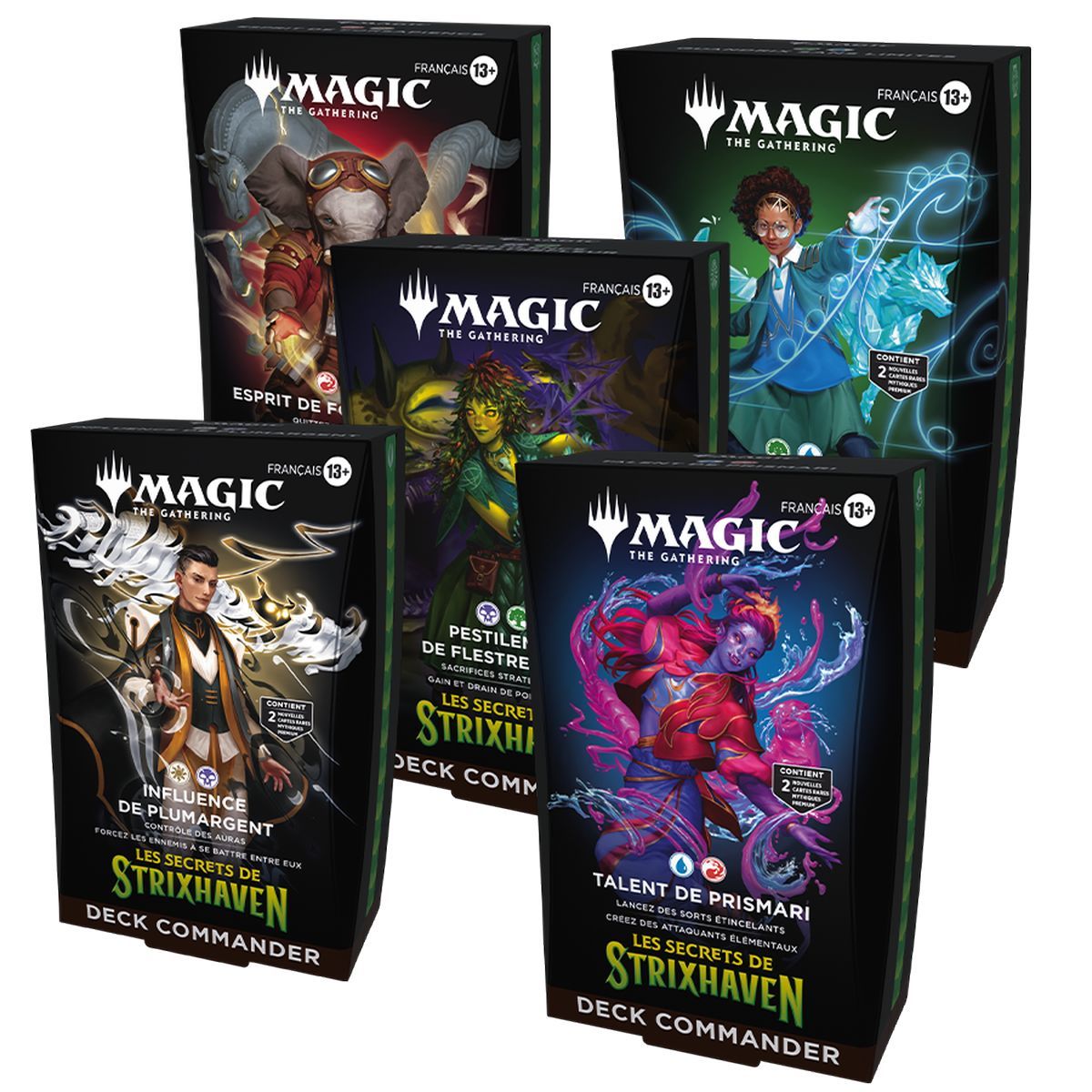 Konvolut von 5 Commander-Decks – Geheimnisse von Strixhaven – Magic: The Gathering – FR
