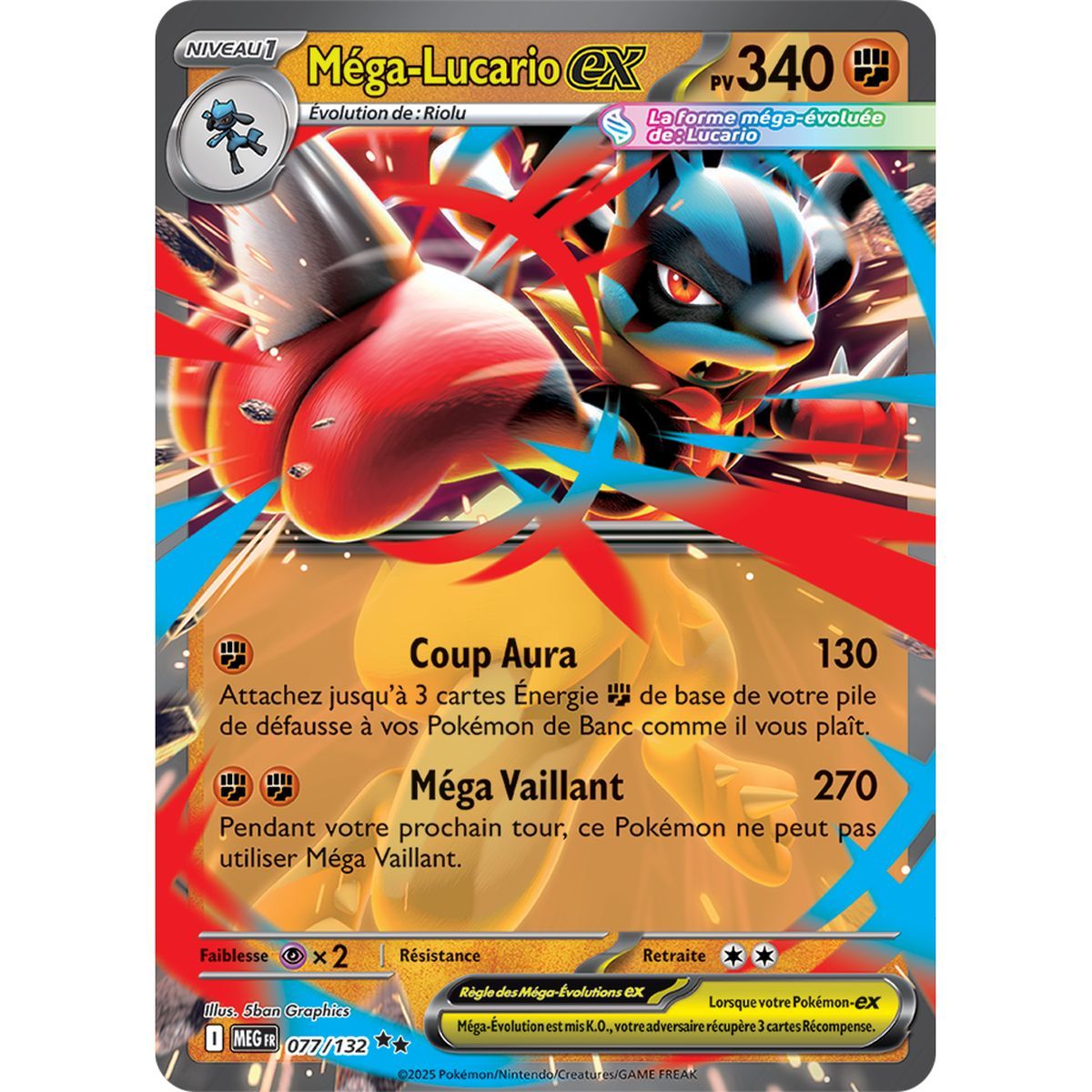 Mega-Lucario-ex – Doppelt selten 77/132 – Mega-Entwicklung