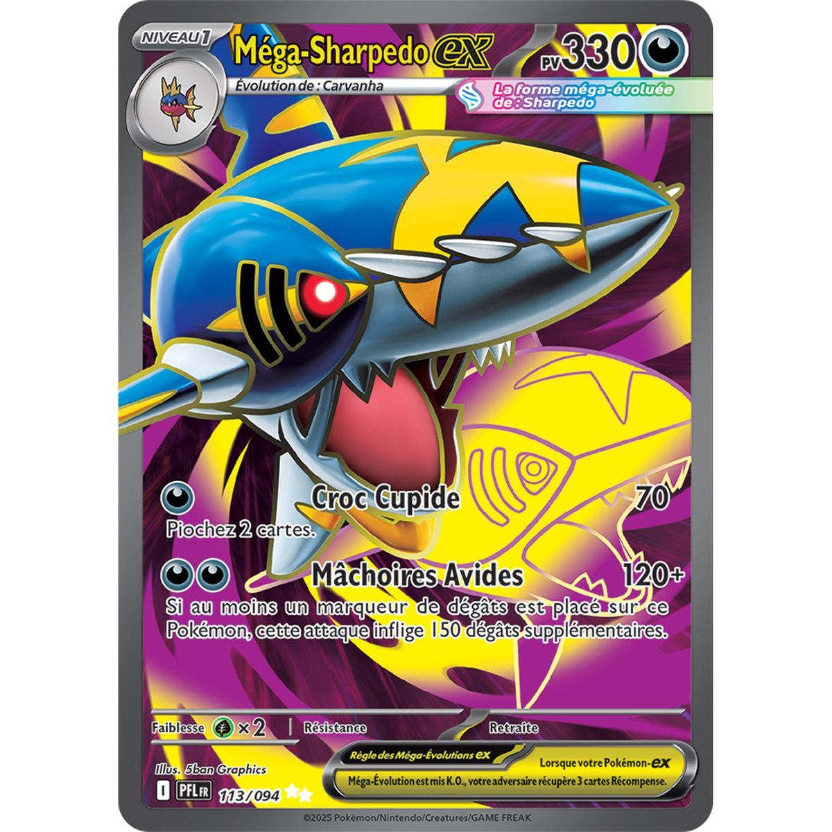 Mega-Sharpedo-EX - Ultra Rare 113/94 - Mega-Entwicklung 2 Phantasmagorische Flammen