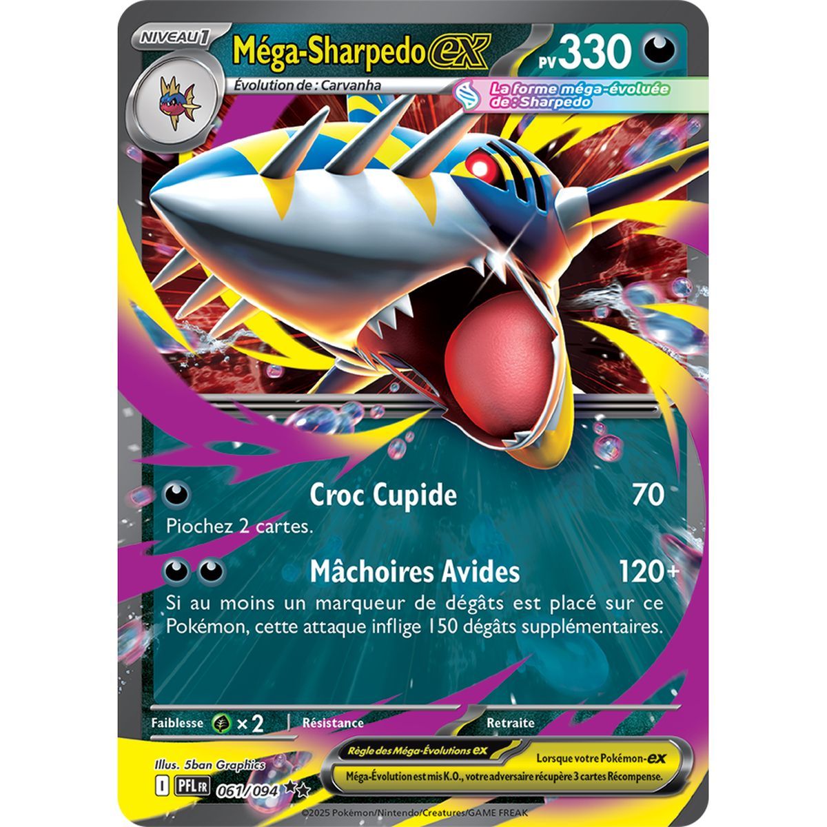 Mega-Sharpedo-EX - Doppelt selten 61/94 - Mega-Entwicklung 2 Phantasmagorische Flammen