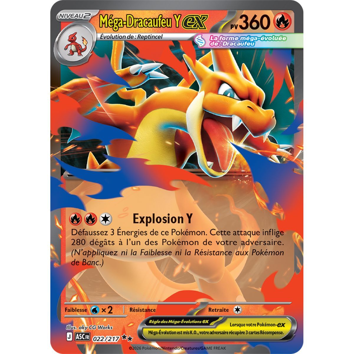 Mega-Glurak Y EX - Doppelt selten 22/217 - ME02.5 - Pokémon - Mega-Entwicklung Transzendente Helden