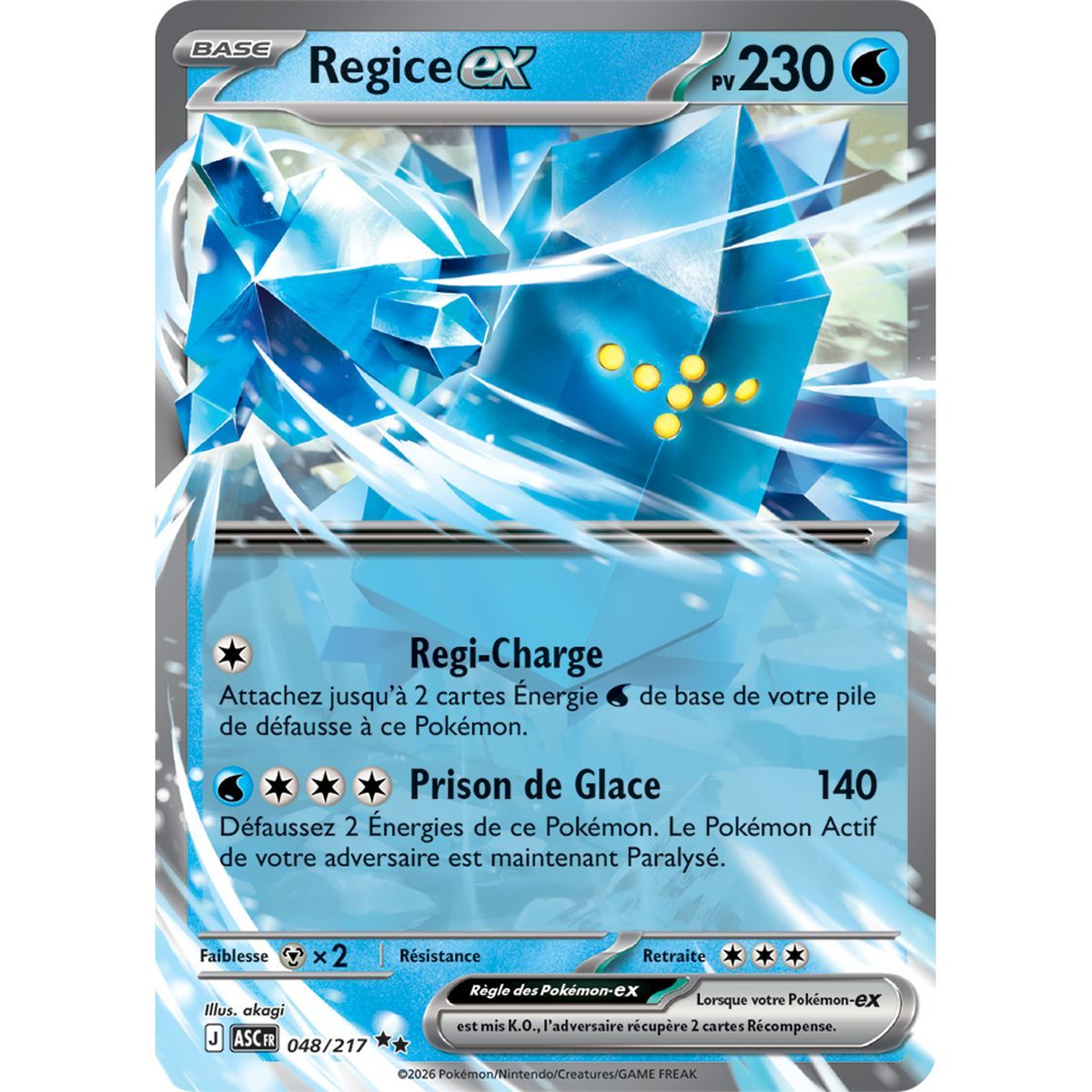 Regice EX - Doppelt selten 48/217 - ME02.5 - Pokémon - Mega-Entwicklung Transzendente Helden
