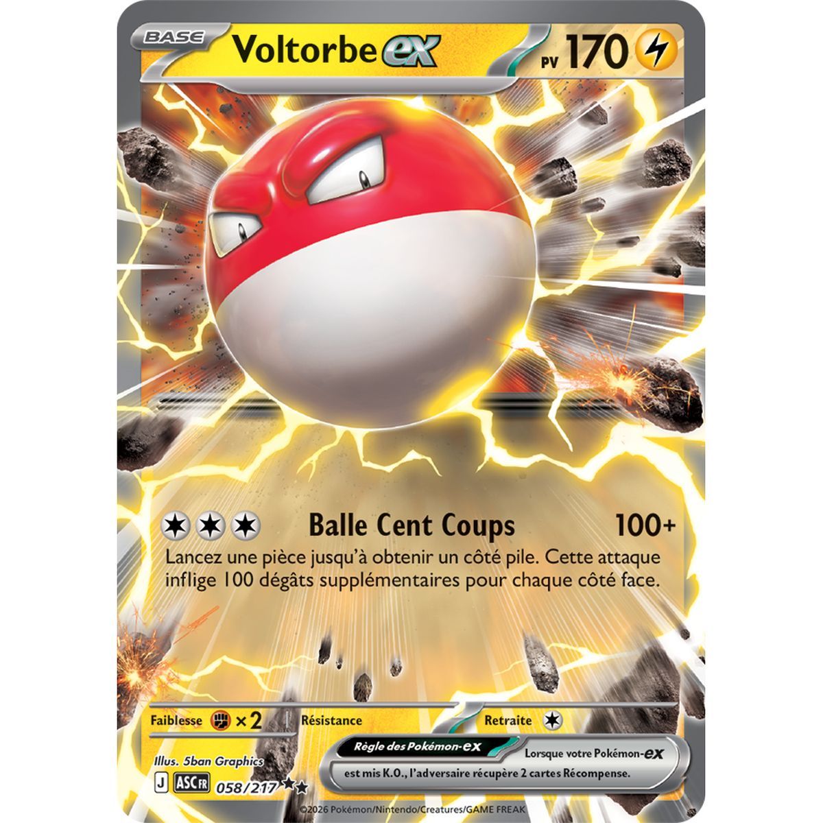 Voltorb EX - Doppelt selten 58/217 - ME02.5 - Pokémon - Mega-Entwicklung Transzendente Helden
