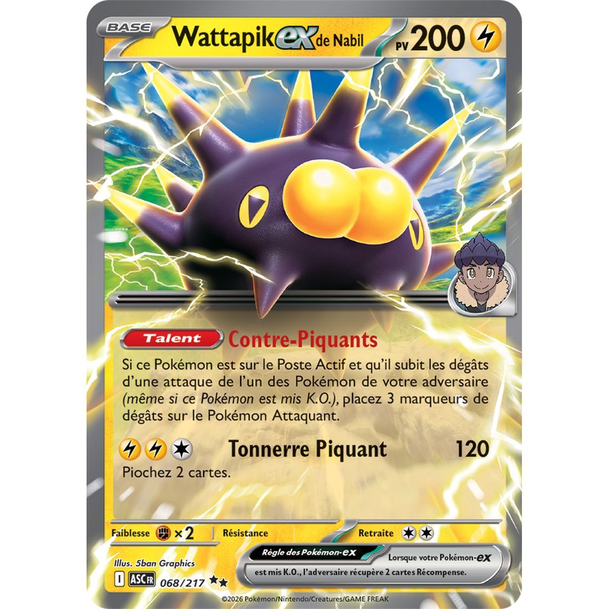 Wattapik EX von Nabil - Doppelt selten 68/217 - ME02.5 - Pokémon - Mega-Entwicklung Transzendente Helden