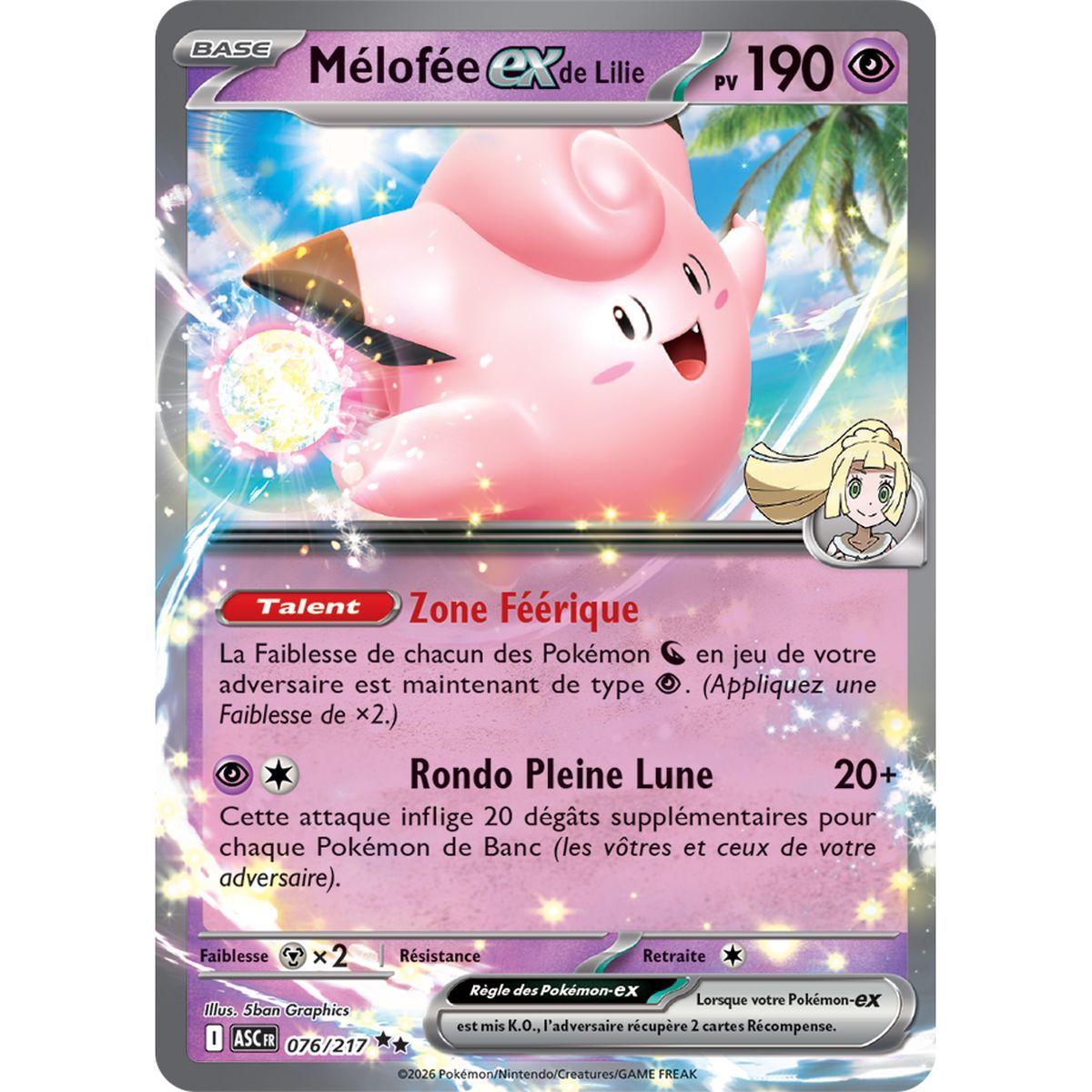 Clefairy EX von Lillie - Doppelt selten 76/217 - ME02.5 - Pokémon - Mega-Entwicklung Transzendente Helden