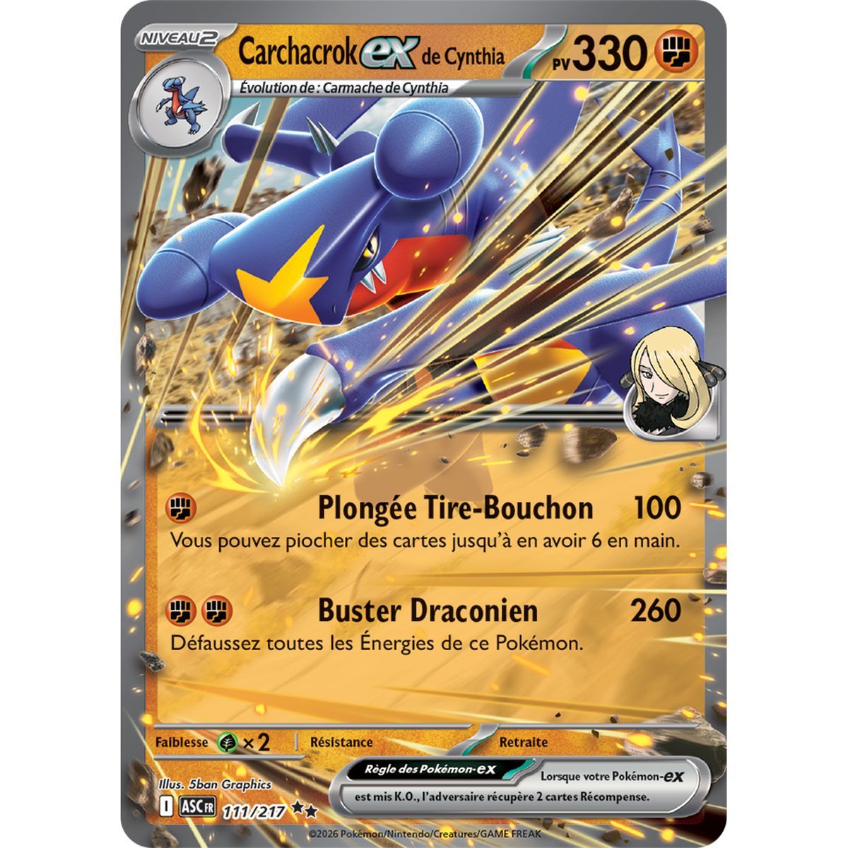 Garchomp EX von Cynthia - Doppelt selten 111/217 - ME02.5 - Pokémon - Mega-Entwicklung Transzendente Helden