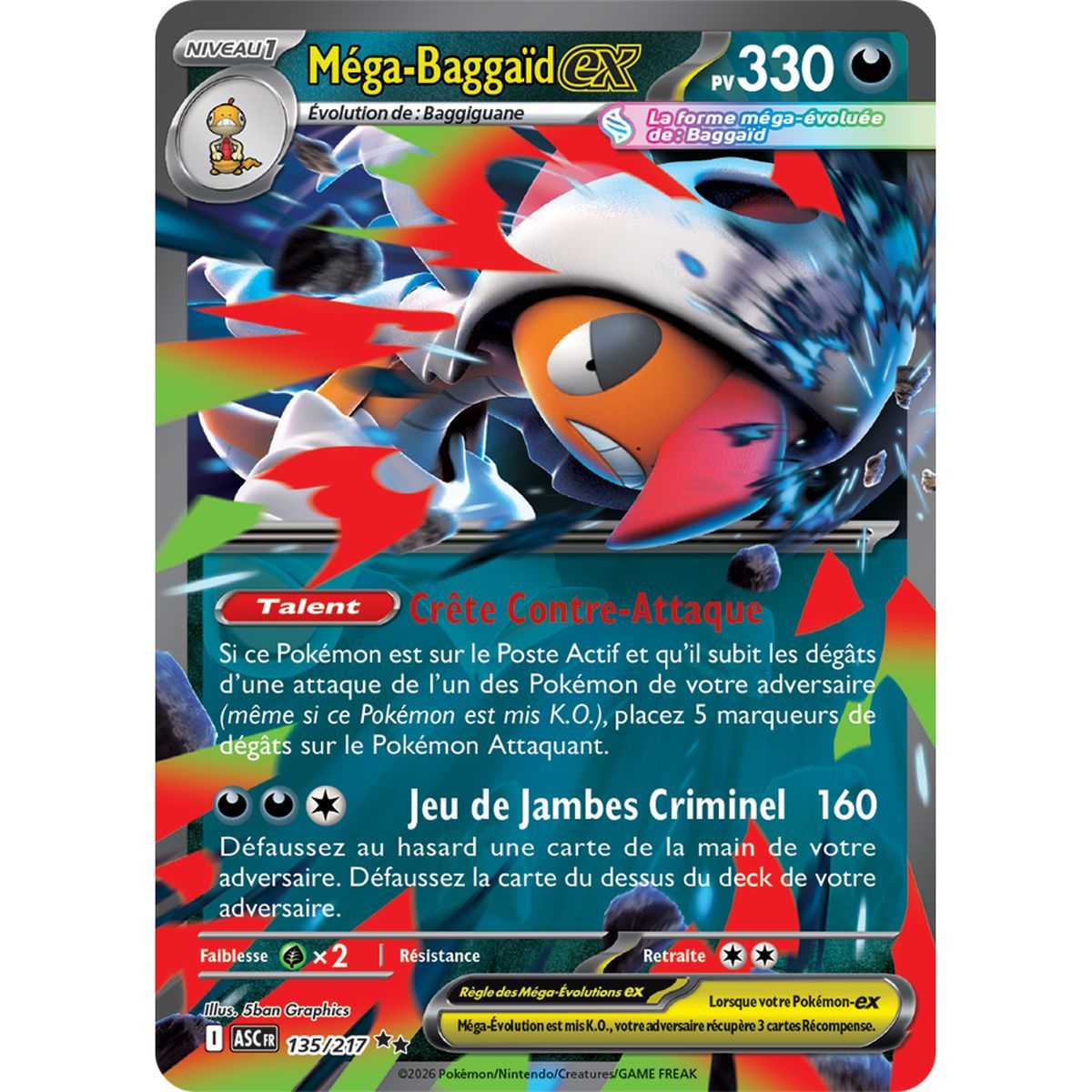 Mega Scraggy EX - Doppelt selten 135/217 - ME02.5 - Pokémon - Mega Evolution Transcendent Heroes