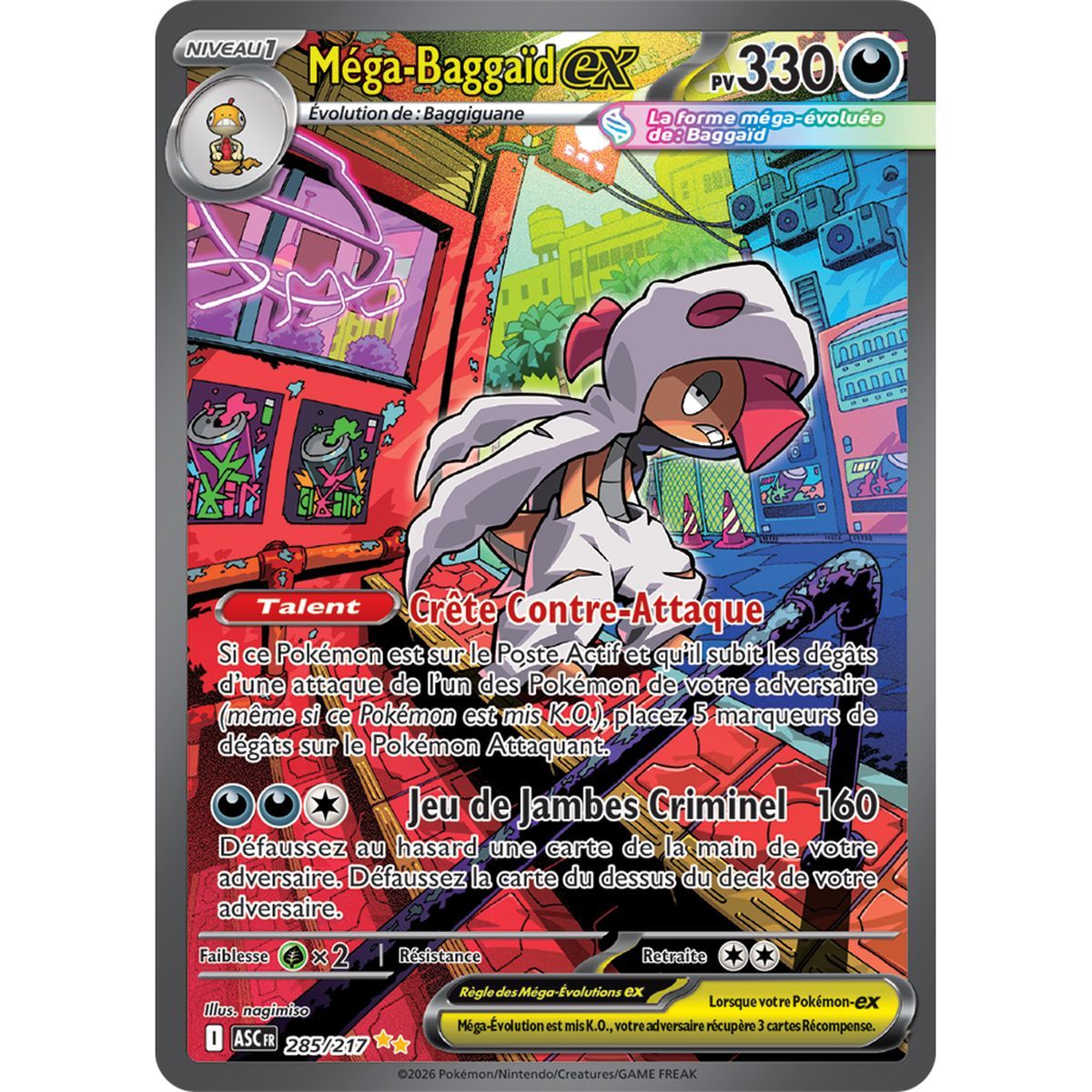 Mega Scraggy EX – Seltene Spezialillustration 285/217 – ME02.5 – Pokémon – Mega-Entwicklung Transzendente Helden