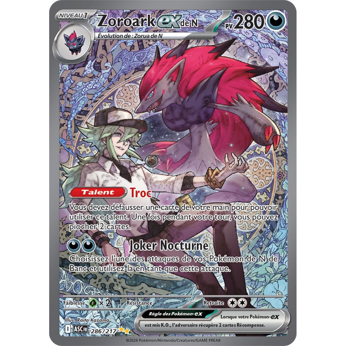 Zoroark EXde N – Seltene Spezialillustration 286/217 – ME02.5 – Pokémon – Mega-Entwicklung: Transzendente Helden