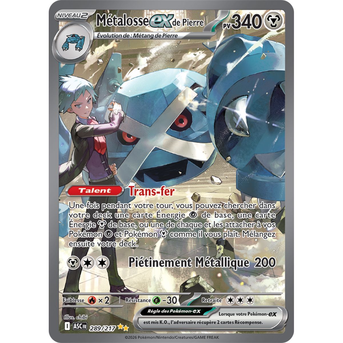 Metagross EX von Pierre – Seltene Sonderillustration 289/217 – ME02.5 – Pokémon – Mega-Entwicklung Transzendente Helden