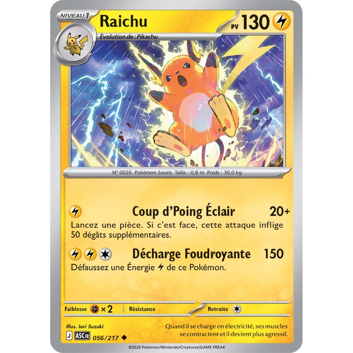 Raichu - Umgekehrter Pokéball 56/217 - ME02.5 - Pokémon - Mega-Entwicklung Transzendente Helden